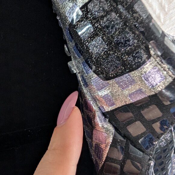 Joseph Ribkoff Black & Silver Bolero Cropped Jacket Shrug Size 8 Holographic - Picture 14 of 14